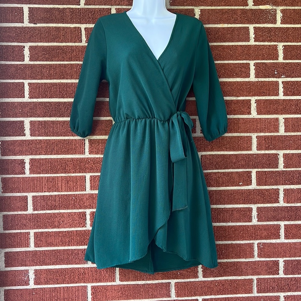 Green V-Neck Dress